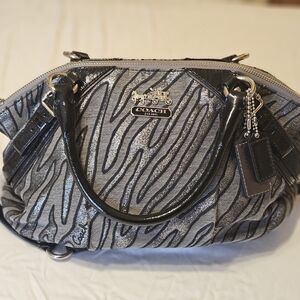 Coach Black and Gray Sophia Zebra Print Women's Bag